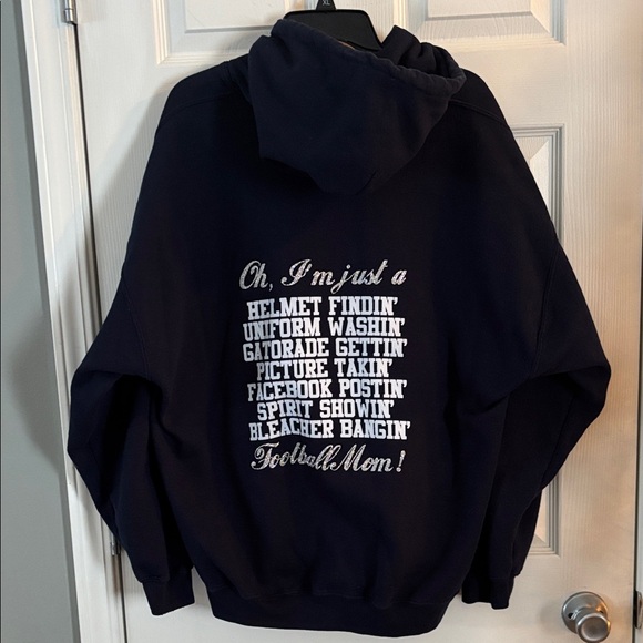 Gildan Navy Blue Football MOM Graphic Hoodie - Picture 4 of 5